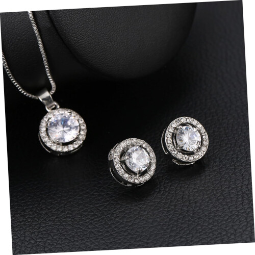 Set composto da collana con zirconi e orecchini eleganti per donna, gioielli alla moda. 2