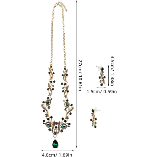 Set di 3 pezzi composto da collana e orecchini pendenti con strass per donna, ideale per matrimoni e feste. 1