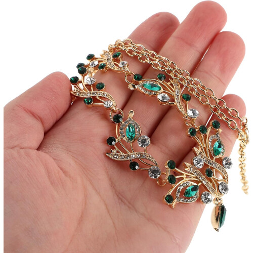 Set di 3 pezzi composto da collana e orecchini pendenti con strass per donna, ideale per matrimoni e feste. 2