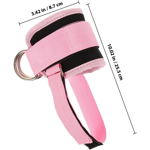 2 stk. rosa ankelstropper til kabelmaskin med dobbel borrelås og stropp 1