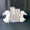 Ceramic Rabbit Bookends, White Pair Cute Bunny-Shaped Decorative Book Supports 3