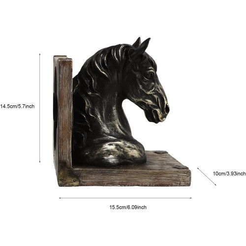 1 Pair Resin Horse Head Bookends Retro Style Desktop Decorations Smooth Grinding Fine Workmanship Practical 1