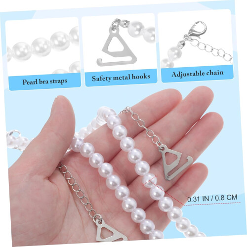 Pearl Bra Straps Decorative Shoulder Straps Non-slip Metal Chain Replacement 2