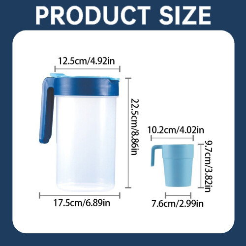 Plastic Water Pitcher with Lid and Handle, 64 oz, Includes 2