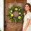 Kunstig blomsterkrans med bregneblade og bånd 3