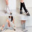 Beinwärmer im Ballett-Stil mit Bändern und-hellgrau 2