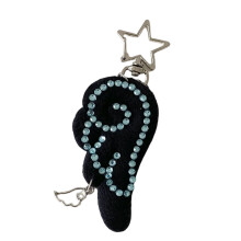 Unique Handmade Wing Keychain Dazzling Rhinestones Decors-Green