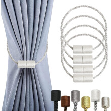 Magnetyczne opaski do zasłon z sznurkiem Rope4Pack, białe