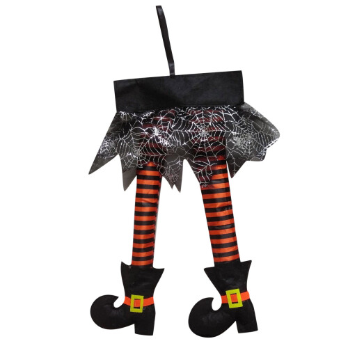 Ghirlanda da strega di Halloween con cappello e gambe, artificiale