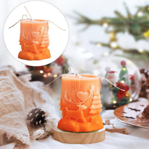 Vela de Natal cilíndrica sem chama de cera de abelha de 15 cm (6 polegadas)