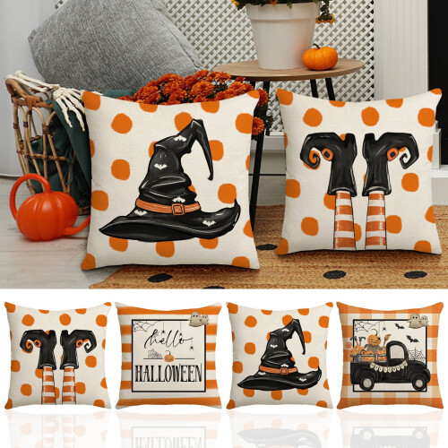 Capa de almofada Jacenvly para decoração de Halloween, 45x45 cm (18x18 polegadas)