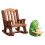Frog Rocking Statue Animal Model Miniature Chair 1