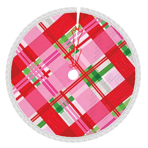 Christmas tree skirt plaid 48 inch