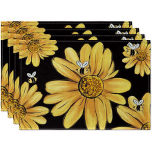 Sraith de 4 mhata boird "Beach Sunflower", poileistear, 12x18 orlach