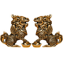Statuette Kylin in ottone, ornamenti da scrivania (2 pezzi)