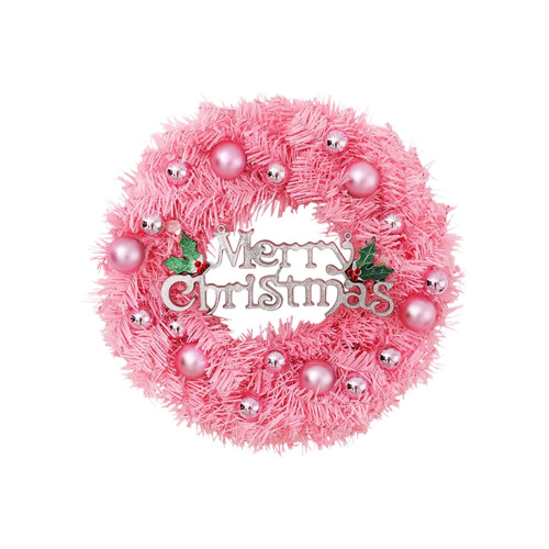 Mini julekrans rosa 30 cm kunstig dekorasjon