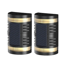 Lanterna de parede solar – preta, estilo retrô, para uso externo, pacote com 2 unidades.
