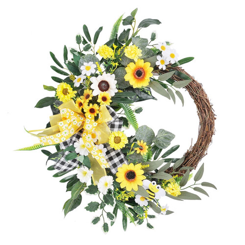 Guirlanda de Girassóis em Rattan Artificial, 50 cm (20 polegadas)