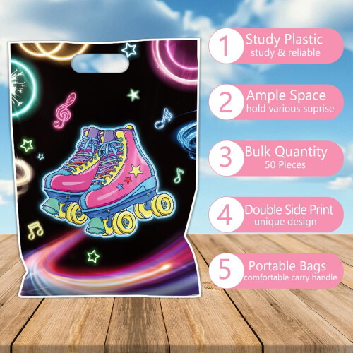 Sacolas de lembrancinha de festa com tema de patins que brilham no escuro (7x10 polegadas) 2