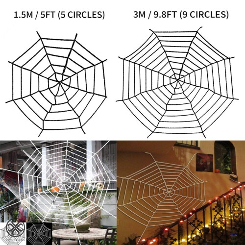 Halloween spider web decor black 4.9 ft round