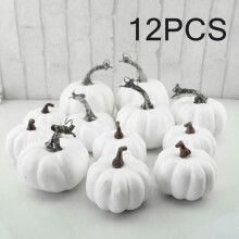 Maisiúcháin Fhómhair Pumpkins Saorga Bána 12 phíosa