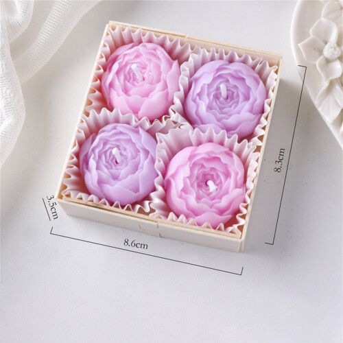 Conjunto de velas aromáticas de cera de soja com peônia e rosa 2
