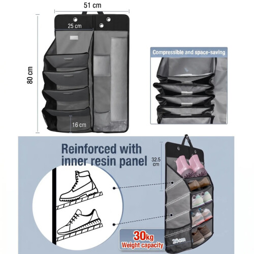 Premium Car Rear Storage Unit With Reinforced Stitching-Black 1