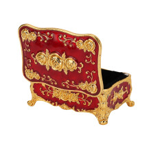 Vintage-Schmuckkasten, Zinklegierung, Samt, Gold/Rot