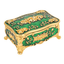 Vintage-Schmuckschatulle Zinklegierung Samt Gold/Grün