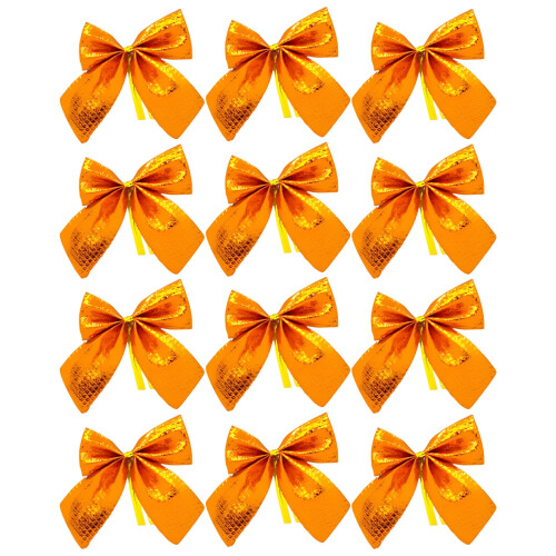 Orange Christmas Bows for Tree Wreath Gift Decoration 1