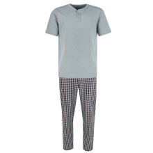 Ten West Apparel Men's Henley Short Sleeve and Plaid Pyjama Pant Set