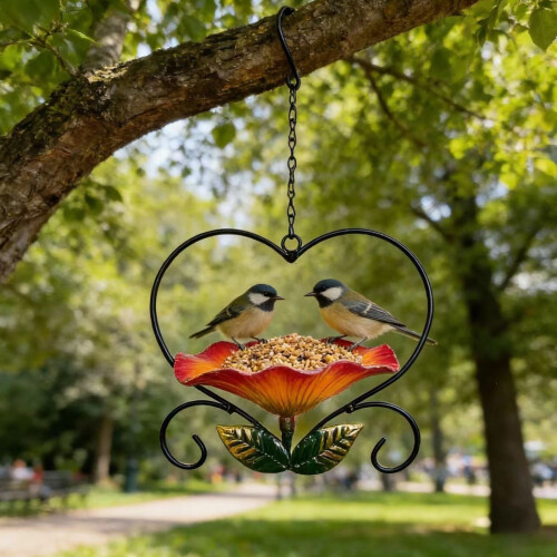 Heart Shape Hanging Bird Feeders Durability Large Capacity-1 2