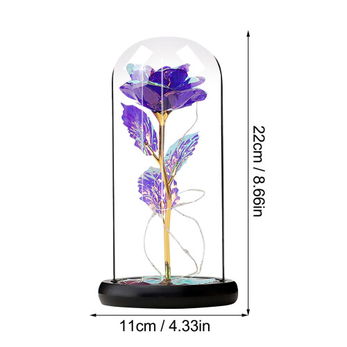 Cúpula de vidro Rosa Eterna com luzes LED – Rosa 2