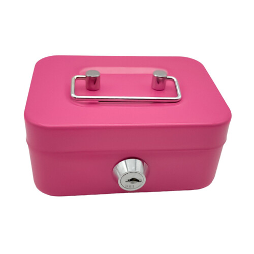 Pink metalspargebøsse med lås og håndtag 2