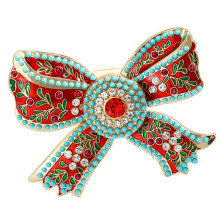 Moderne legering strik pin steentjes badge broche voor avondjurk