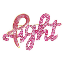 Stijlvolle roze letters pin voor borstkanker ondersteunen-1