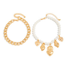 2-teiliges modisches Jeans-Schmuckset mit Metallkette und-Gold