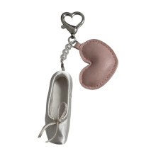 Leder-Ballettschuh-Schlüsselanhänger,-Rosa