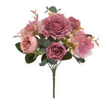 Bouquet de pivoines artificielles roses chou rose en soie