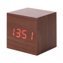 Wooden LED Desk Alarm Clock with Thermometer and Calendar