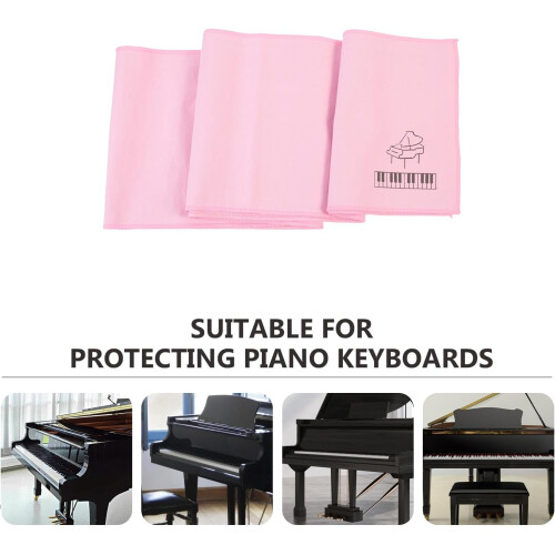 Housse de clavier de piano en polyester, 15 x 125 cm, rose, absorbante. 2