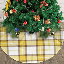 Jupe de sapin de Noël à carreaux jaunes et marrons, 91 cm (36 pouces)