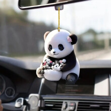 Ornement de Noël Panda en acrylique pour sapin et voiture