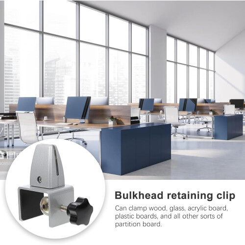 Adjustable C-Shape Partition Clamp Sneeze Guard Support Desk Divider Bracket Silver Privacy Panel Clip 1