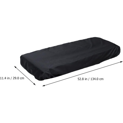 Black Piano Keyboard Dust Cover with Adjustable Elastic String Cord, Hand Washable Fabric 1