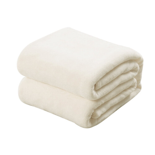 White Micro Plush Fleece Throw Blanket 100x140cm
