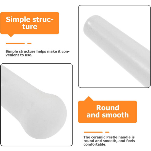 Ceramic Pestle Garlic Grinding Tool White Round Non-Stick Ergonomic Handle Kitchen Spice Preparation 2