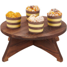 Alzata per torta rotonda in legno color marrone cocco con base rimovibile