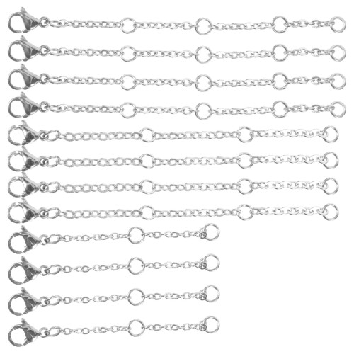 Kit d'extension pour bracelet et collier argenté avec strass