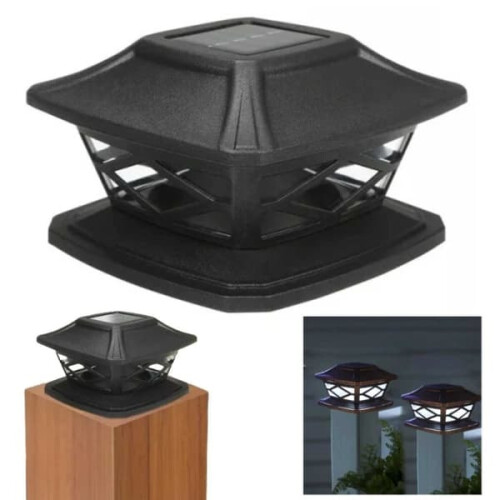 Set van 4 solar paalkapverlichting – zwart